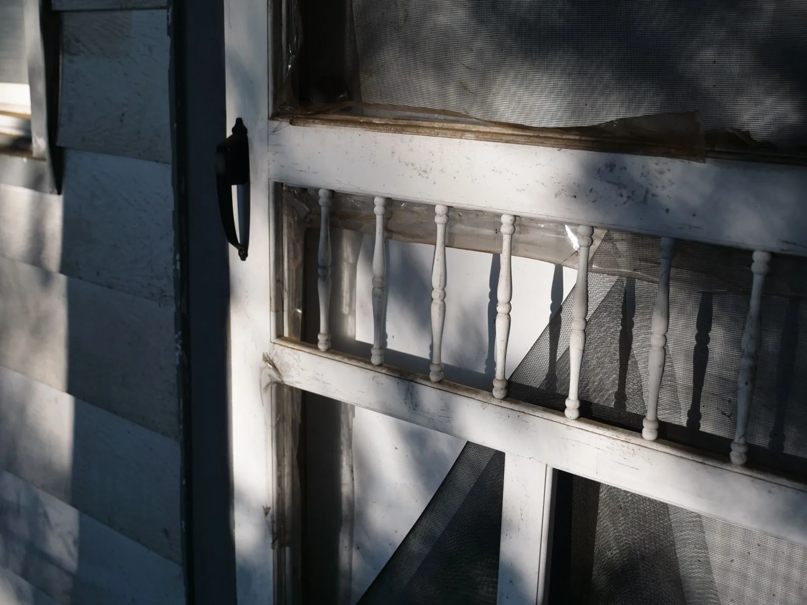 storm door vs screen door comparison showing a glass storm door over a wooden entry door