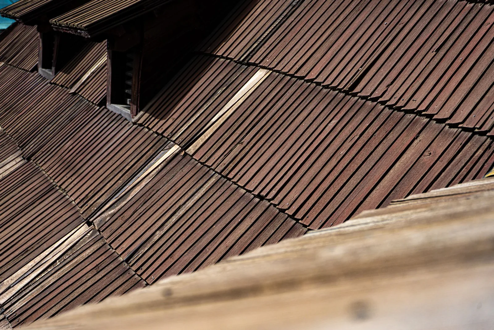 Standing seam metal roof panels in profile