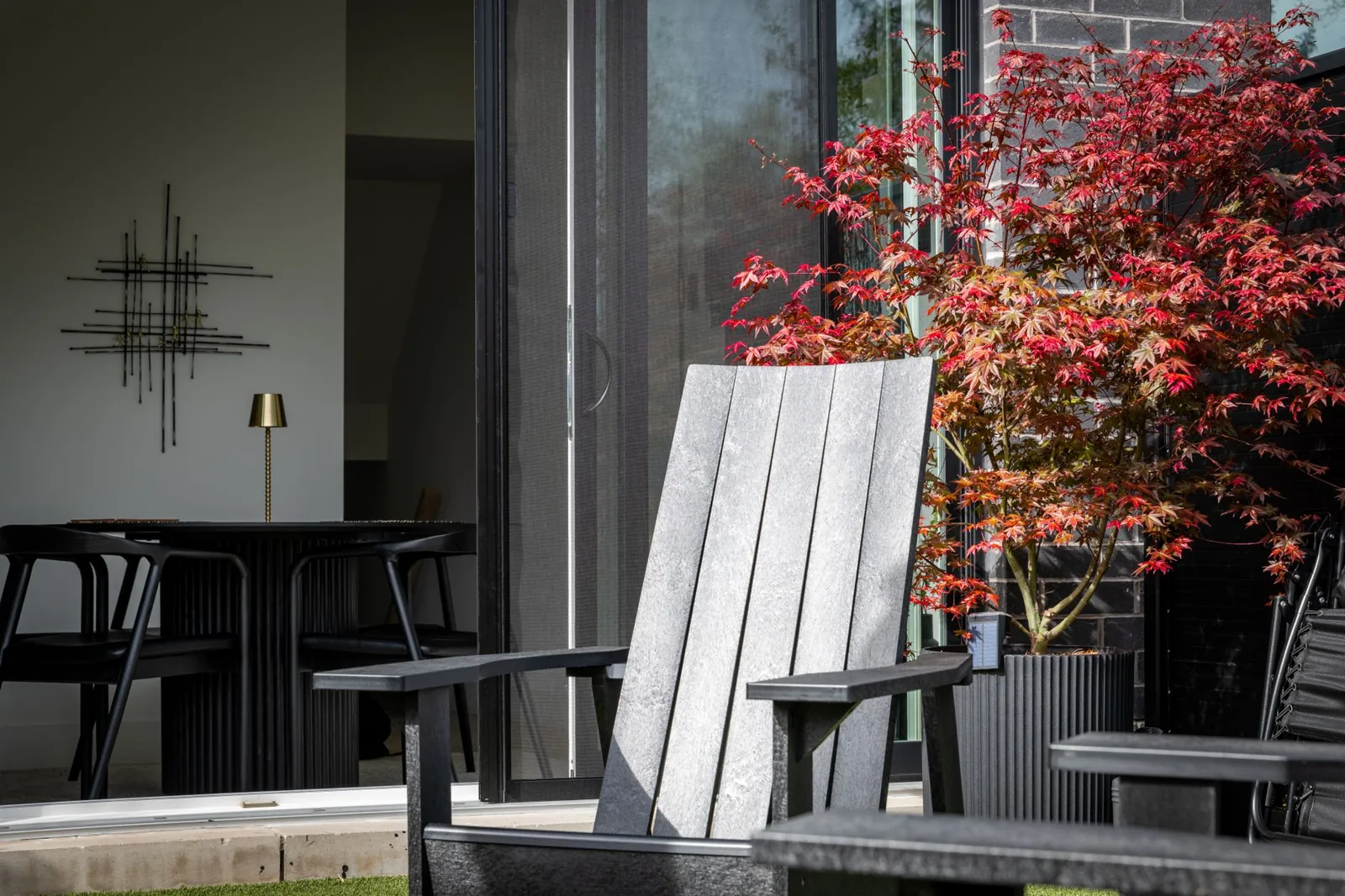 Close-up of capped composite deck boards showing realistic wood-grain texture