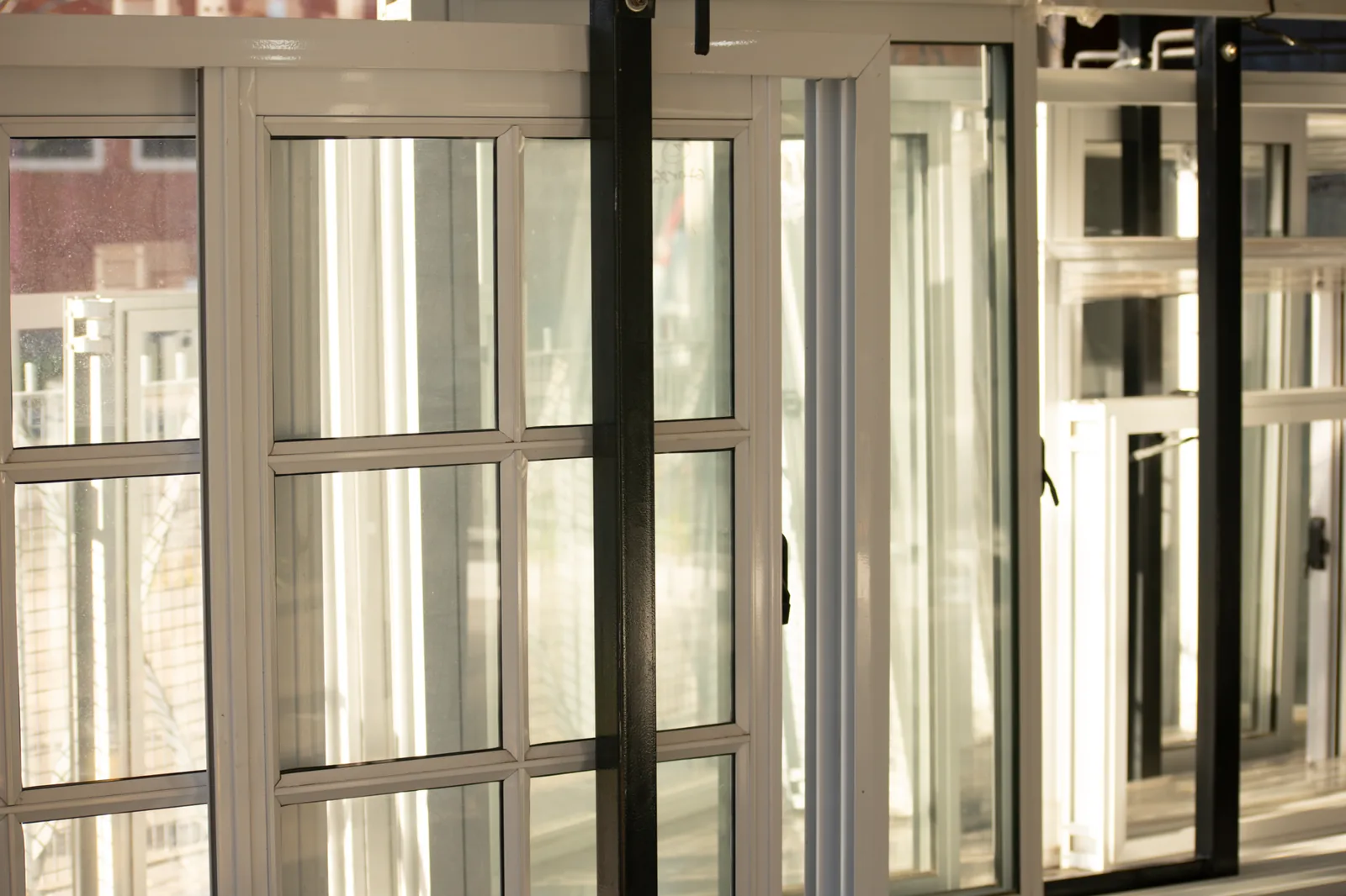 energy-efficient Low-E window glass close up